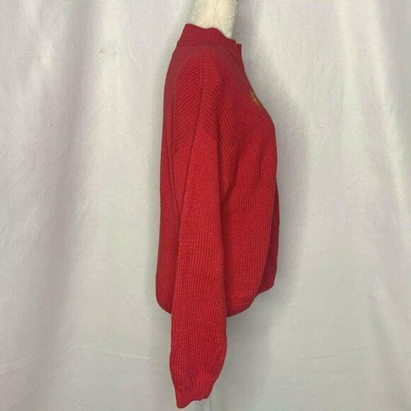 Vintage 80s Knit Pullover Sweater L Red Anchor Nau - Picture 3 of 5